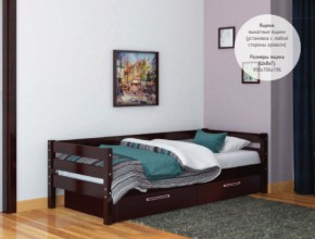 ГЛОРИЯ Кровать детская (Темный орех) с 2 ящиками в Режи - rezh.ok-mebel.com | фото