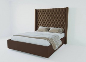 Кровать Версаль ЛЮКС с ПМ 1200 (экокожа коричневая) в Режи - rezh.ok-mebel.com | фото