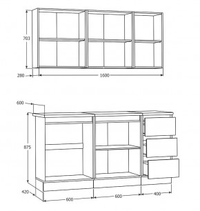 Кухня Хилтон 1.6 м (Белый текстурный/Дуб Вотан) в Режи - rezh.ok-mebel.com | фото 3