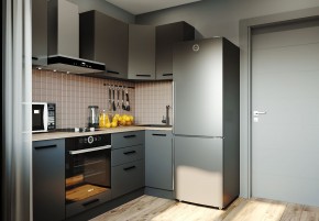 Кухня угловая Антрацит 2200х1000 (Стол. 38мм) в Режи - rezh.ok-mebel.com | фото