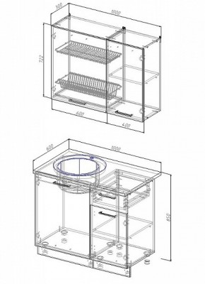 Кухонный гарнитур Антрацит 1000 (Стол. 26мм) в Режи - rezh.ok-mebel.com | фото 2