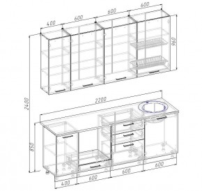 Кухонный гарнитур Графика 2200 (Стол. 26мм) в Режи - rezh.ok-mebel.com | фото 2