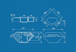 Мойка кухонная ULGRAN U-409 (970*500) в Режи - rezh.ok-mebel.com | фото 2