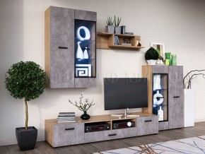 Нэнси New Тумба ТВ ЛДСП (2дв.+1ящ.) Бетон светлый/Сонома в Режи - rezh.ok-mebel.com | фото 3