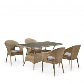 Обеденный комплект плетеной мебели T198B/Y79B-W56 Light Brown (4+1) в Режи - rezh.ok-mebel.com | фото