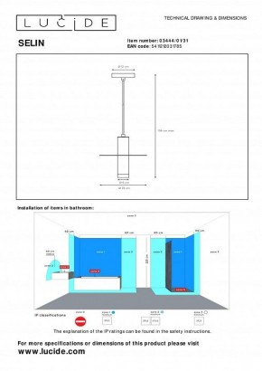 Подвесной светильник Lucide Selin 03444/01/31 в Режи - rezh.ok-mebel.com | фото 4