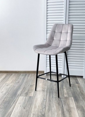 Полубарный стул ХОФМАН, цвет H-09 Светло-серый, велюр / черный каркас H=63cm М-City в Режи - rezh.ok-mebel.com | фото 2