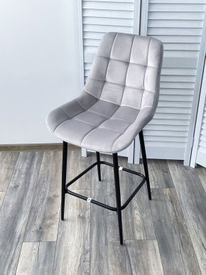 Полубарный стул ХОФМАН, цвет H-09 Светло-серый, велюр / черный каркас H=63cm М-City в Режи - rezh.ok-mebel.com | фото 4