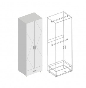 Шкаф 2-ств. с ящиком и 2-мя штангами "Сандра" в Режи - rezh.ok-mebel.com | фото