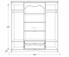 Шкаф 4-х дверный для одежды и белья Ольга-10 МДФ в Режи - rezh.ok-mebel.com | фото 2