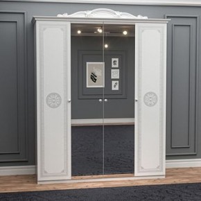 Шкаф 4-х дверный с зеркалами (12.244) Грация (белый/серебро) в Режи - rezh.ok-mebel.com | фото 1