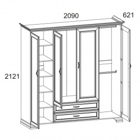 Шкаф 4D2S Z, TIFFANY, цвет вудлайн кремовый в Режи - rezh.ok-mebel.com | фото