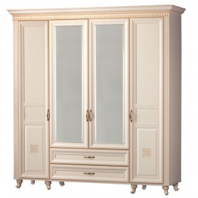 Шкаф для одежды 4-дверный с зеркалом №493 Марлен кремовый белый в Режи - rezh.ok-mebel.com | фото