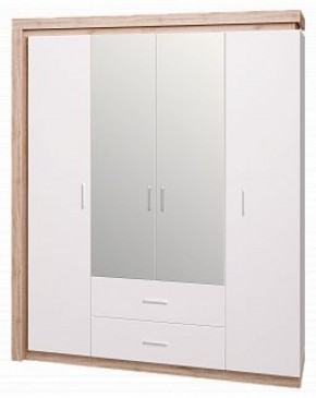 Шкаф для одежды с ящиками 4-х створчатый с зеркалом Люмен 16 в Режи - rezh.ok-mebel.com | фото