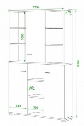 Шкаф книжный Домино ПУ-40-3 в Режи - rezh.ok-mebel.com | фото 2