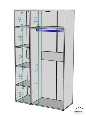 Шкаф Linnea MHR-3-1 2050х1200х510 (ДВ-М 11.1.25) в Режи - rezh.ok-mebel.com | фото 3