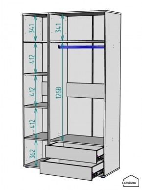 Шкаф Linnea MHR-3-2 2050х1200х510 (ДВ-М 11.1.25) в Режи - rezh.ok-mebel.com | фото 3