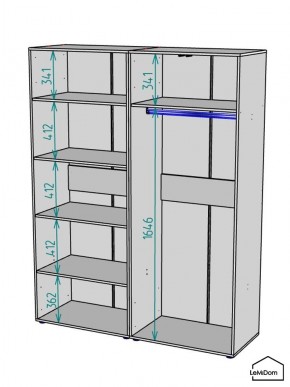 Шкаф Linnea MHR-4-1 2050х1600х510 (Графит-М 11.1.25) в Режи - rezh.ok-mebel.com | фото 3