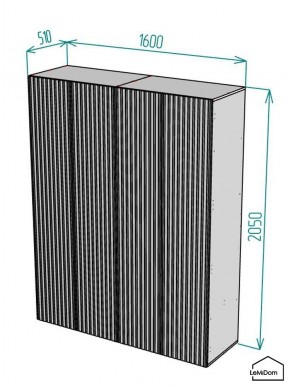 Шкаф Linnea MHR-4-2 2050х1600х510 (ДВ-М 11.1.25) в Режи - rezh.ok-mebel.com | фото 2