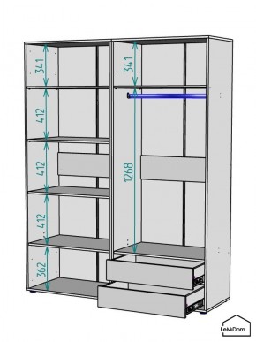 Шкаф Linnea MHR-4-2 2050х1600х510 (ДВ-М 11.1.25) в Режи - rezh.ok-mebel.com | фото 3