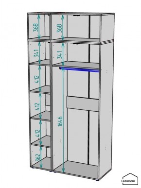 Шкаф с антресолью Linnea MHR-3A-1 2450х1200х510 (Графит-М 11.1.25) в Режи - rezh.ok-mebel.com | фото 3