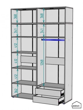 Шкаф с антресолью Linnea MHR-4A-2 2450х1600х510 (ДВ-М 11.1.25) в Режи - rezh.ok-mebel.com | фото 3