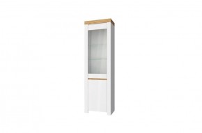 Шкаф с витриной  1V1D, TAURUS, цвет белый/дуб вотан в Режи - rezh.ok-mebel.com | фото