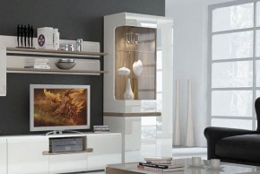 Шкаф с витриной 3D/TYP 01L, LINATE ,цвет белый/сонома трюфель в Режи - rezh.ok-mebel.com | фото 6