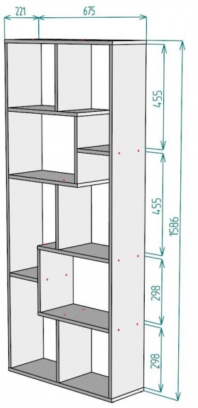 Стеллаж S8 1586х675х221 в Режи - rezh.ok-mebel.com | фото 2