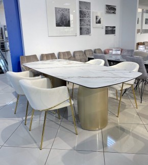 Стол BRONTE 220 KL-188 Контрастный мрамор матовый, итальянская керамика/ Шампань, ®DISAUR в Режи - rezh.ok-mebel.com | фото 3