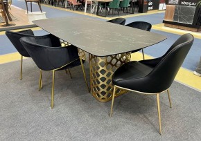 Стол CHIAVARI 220 KL-116 Черный мрамор матовый, итальянская керамика / бронзовый, ®DISAUR в Режи - rezh.ok-mebel.com | фото 2