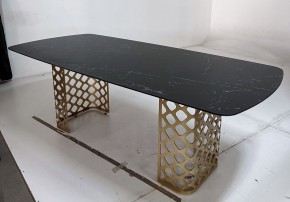 Стол CHIAVARI 220 KL-116 Черный мрамор матовый, итальянская керамика / бронзовый, ®DISAUR в Режи - rezh.ok-mebel.com | фото 4