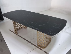 Стол CHIAVARI 220 KL-116 Черный мрамор матовый, итальянская керамика / бронзовый, ®DISAUR в Режи - rezh.ok-mebel.com | фото 6