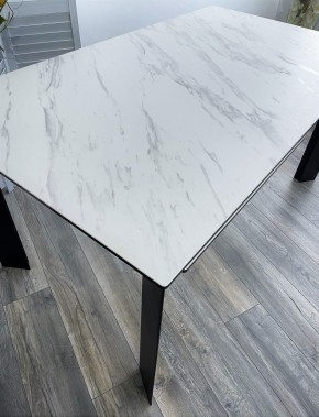 Стол CREMONA 140 KL-99 Белый мрамор матовый, итальянская керамика / черный каркас, ®DISAUR в Режи - rezh.ok-mebel.com | фото 3