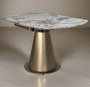 Стол TERAMO 135 GLOSS GRAND JADE SOLID CERAMIC, керамика, поворотн.механизм / Бронзовый, ®DISAUR в Режи - rezh.ok-mebel.com | фото