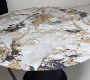 Стол TERAMO 135 GLOSS GRAND JADE SOLID CERAMIC, керамика, поворотн.механизм / Черный каркас, ®DISAUR в Режи - rezh.ok-mebel.com | фото 4