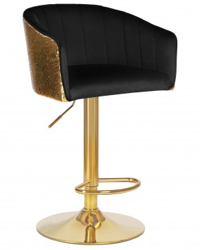 Стул барный DOBRIN DARCY GOLD SHINY, черный велюр с золотыми пайетками в Режи - rezh.ok-mebel.com | фото