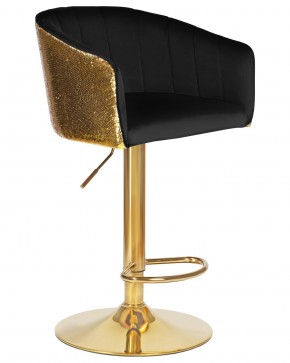 Стул барный DOBRIN DARCY GOLD SHINY, черный велюр с золотыми пайетками в Режи - rezh.ok-mebel.com | фото 2