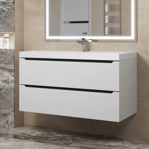 Тумба под раковину Uperwood Tanos 100 см, подвесная, белая/графит в Режи - rezh.ok-mebel.com | фото