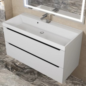 Тумба под раковину Uperwood Tanos 100 см, подвесная, белая/графит в Режи - rezh.ok-mebel.com | фото 10
