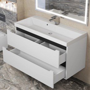 Тумба под раковину Uperwood Tanos 100 см, подвесная, белая/графит в Режи - rezh.ok-mebel.com | фото 9