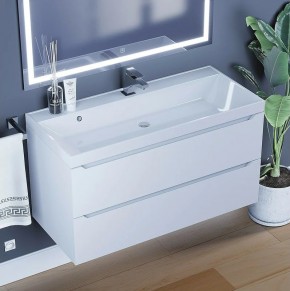 Тумба под раковину Uperwood Tanos 100 см, подвесная, белая матовая в Режи - rezh.ok-mebel.com | фото 10