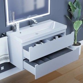 Тумба под раковину Uperwood Tanos 100 см, подвесная, белая матовая в Режи - rezh.ok-mebel.com | фото 9