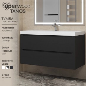 Тумба под раковину Uperwood Tanos 100 см, подвесная, черная матовая в Режи - rezh.ok-mebel.com | фото 3