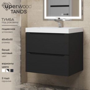 Тумба под раковину Uperwood Tanos 60 см, подвесная, черная матовая в Режи - rezh.ok-mebel.com | фото 3