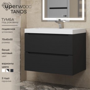 Тумба под раковину Uperwood Tanos 70 см, подвесная, черная матовая в Режи - rezh.ok-mebel.com | фото 3
