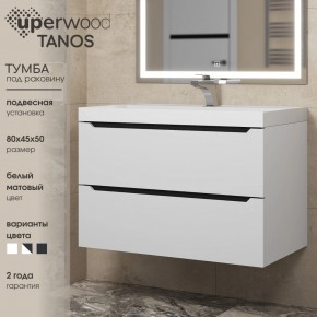 Тумба под раковину Uperwood Tanos 80 см, подвесная, белая/графит в Режи - rezh.ok-mebel.com | фото 3