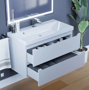 Тумба под раковину Uperwood Tanos 90 см, подвесная, белая матовая в Режи - rezh.ok-mebel.com | фото 4