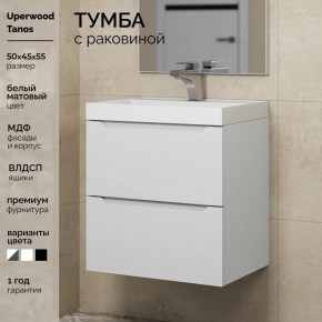 Тумба с раковиной Uperwood Tanos 50 см, подвесная, белая матовая в Режи - rezh.ok-mebel.com | фото 5