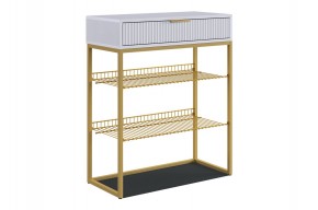 ВЕЛЬВЕТ Обувница (белое дерево/белый матовый/золото) в Режи - rezh.ok-mebel.com | фото